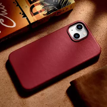 iCarer Case Leather Genuine Leather Phone Case for iPhone 14 Plus Red (MagSafe Compatible)