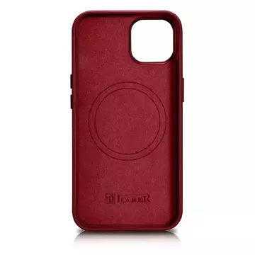 iCarer Case Leather Genuine Leather Phone Case for iPhone 14 Plus Red (MagSafe Compatible)