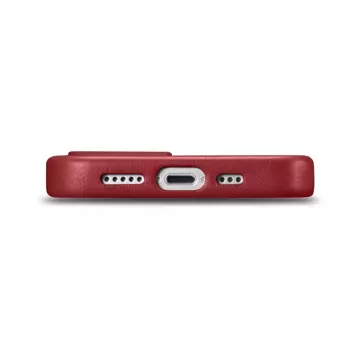 iCarer Case Leather Genuine Leather Phone Case for iPhone 14 Plus Red (MagSafe Compatible)