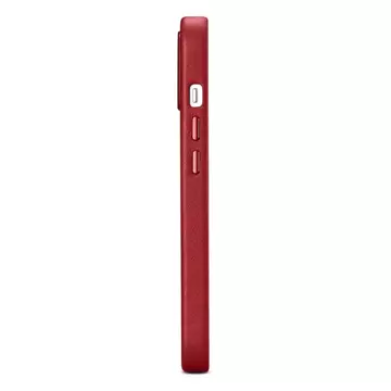 iCarer Case Leather Genuine Leather Phone Case for iPhone 14 Plus Red (MagSafe Compatible)