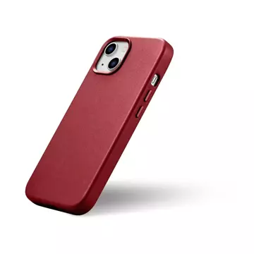 iCarer Case Leather Genuine Leather Phone Case for iPhone 14 Plus Red (MagSafe Compatible)