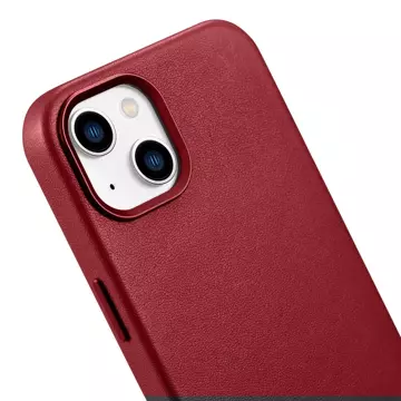 iCarer Case Leather Genuine Leather Phone Case for iPhone 14 Plus Red (MagSafe Compatible)