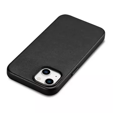 iCarer Case Leather cover for iPhone 14 Plus genuine leather case black (MagSafe compatible)
