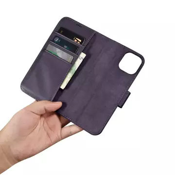 iCarer Wallet Case 2in1 Phone Case for iPhone 14 Plus Anti-RFID Leather Flip Cover Dark Purple