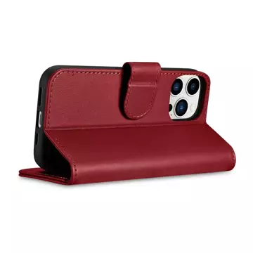 iCarer Wallet Case 2in1 for iPhone 14 Pro Max Leather Flip Cover Anti-RFID Red