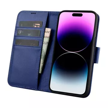 iCarerWallet Case 2in1 Phone Case for iPhone 14 Pro Max Anti-RFID Flip Leather Cover