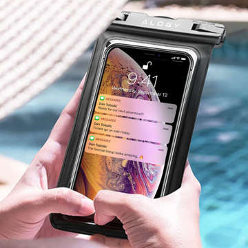 x2 Alogy Waterproof Case universal IPX8 waterproof bag for phone up to 9 inches and accessories Black