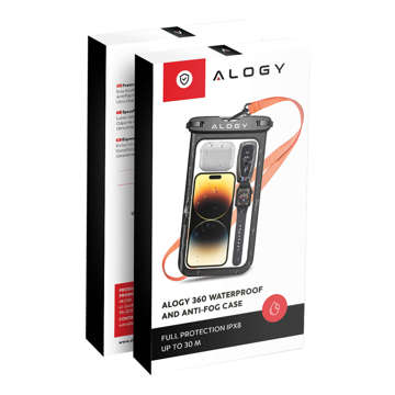 x2 Alogy Waterproof Case universal IPX8 waterproof bag for phone up to 9 inches and accessories Black