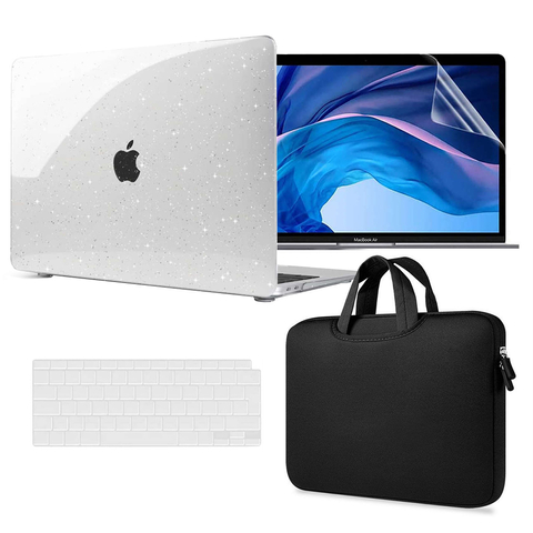 Alogy Hard Case Cover für Apple MacBook Air 13 M1 2020 Glitter Clear Screen Protector Keyboard Cover Pouch Bag