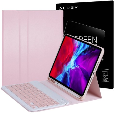 Alogy Smart Case Pencil Tastatur für iPad 10.2 2019/2020/2021 Rosa Glas