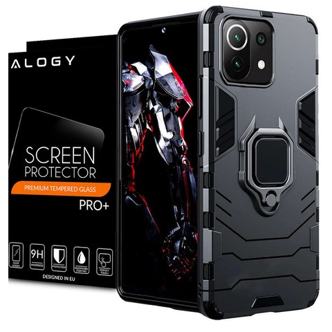 Alogy Stand Ring Armor Hülle für Xiaomi Mi 11 Lite Glass