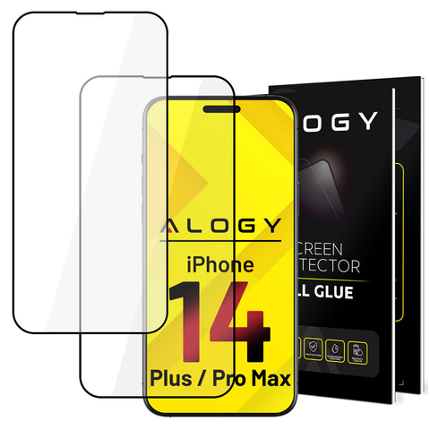 Gehärtetes Glas x2 9H Alogy Full Glue für hüllenfreundliche Hülle für Apple iPhone 14 Plus / 14 Pro Max
