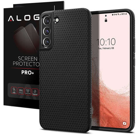 Spigen Liquid Air Hülle für Samsung Galaxy S22 Mattschwarzes Glas