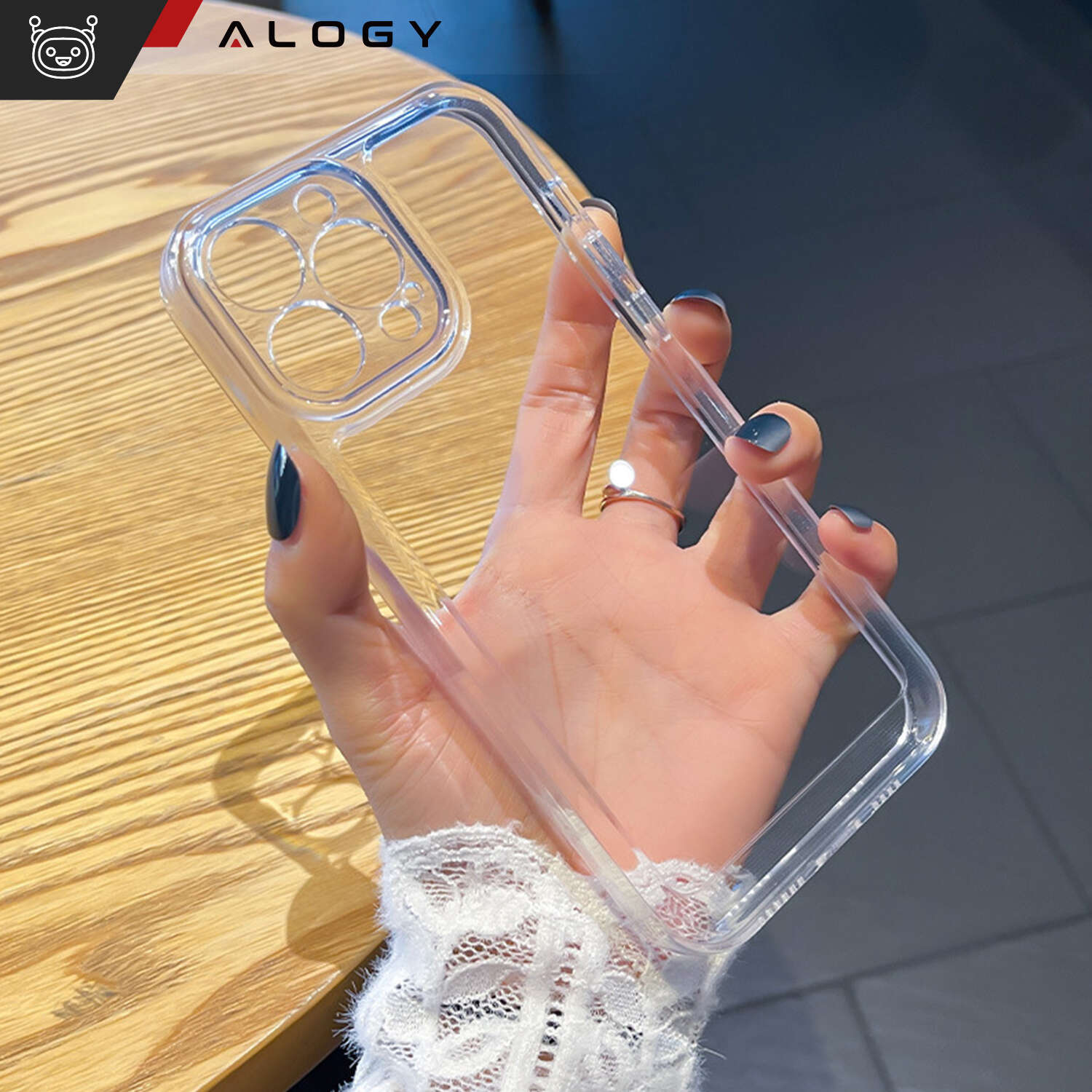 Hülle für iPhone 15 Pro Max Gehäuse Case Silikon Transparent Kameraschutz  Objektivschutz Alogy Slim - 4KOM