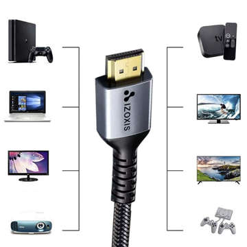 2 m Kabel Nylongeflecht Verstärktes HDMI 8K 60 Hz 48 Gbps 2.1 High Speed