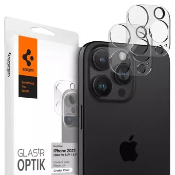 2 x Spigen Optik.TR „Ez Fit“ Kameraschutz für iPhone 14 Pro / Pro Max / 15 Pro / Pro Max, kristallklar