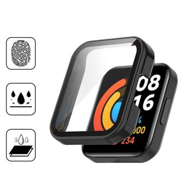 2in1 Schutzhülle mit eingebautem Glas für Xiaomi Redmi Watch 2 Lite Alogy Classic Case Black