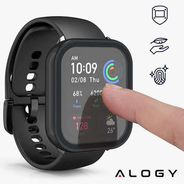 2in1 Schutzhülle mit eingebautem Glas für Xiaomi Redmi Watch 2 Lite Alogy Classic Case Black