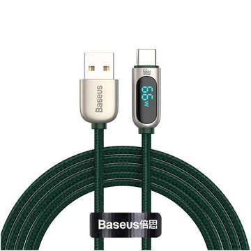 2m Baseus Display Schnellladekabel USB-A auf USB-C 66W, 2m Display Grün