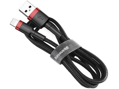 2m Baseus Keviar USB Lightning Kabel für iPhone iPad iPod 1.5A Schwarz und Rot