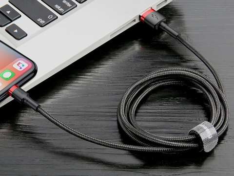 2m Baseus Keviar USB Lightning Kabel für iPhone iPad iPod 1.5A Schwarz und Rot