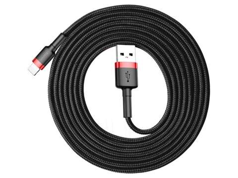 2m Baseus Keviar USB Lightning Kabel für iPhone iPad iPod 1.5A Schwarz und Rot