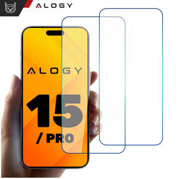 2x 9H gehärtetes Glas für iPhone 15 / 15 Pro Alogy Displayschutz PRO