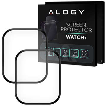 2x Alogy 3D Flexibles Glas für Apple Watch 7 41mm Schwarz