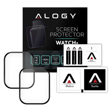 2x Alogy 3D Flexibles Glas für Apple Watch 7 41mm Schwarz