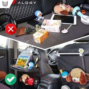 2x Auto Organizer Auto Reisetisch Autositzschutz Rücksitzlehne Sitz Alogy Schwarz