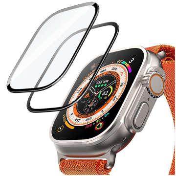 2x Flexibles Glas 3D Alogy Displayschutzfolie Pro für Apple Watch Ultra 49mm Schwarz