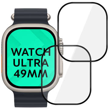 2x Flexibles Glas 3D Alogy Displayschutzfolie Pro für Apple Watch Ultra 49mm Schwarz