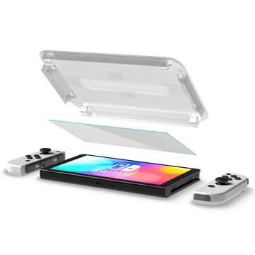 2x Gehärtetes Glas Spigen Glas.tR EZ Fit für Nintendo Switch Oled