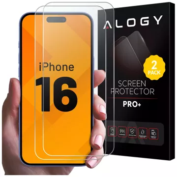 2x Panzerglas für Apple iPhone 16 Displayschutzfolie 9H Alogy Heavy Pro™️ [2 Stück]