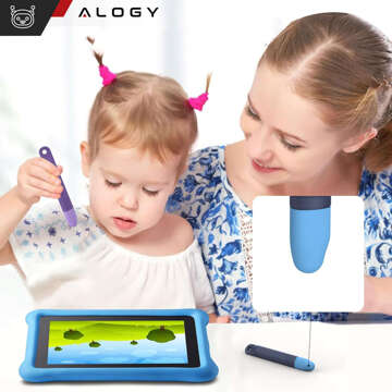 2x kapazitiver Touch-Eingabestift für Telefon-Tablet-Bildschirme Alogy Eingabestift für Kinder 10 cm Lila und Blau