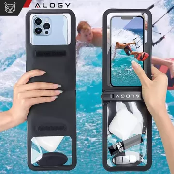 2x wasserdichte IPX8-wasserdichte Hülle für 6,7-Zoll-Telefon Doppelhülle Alogy Waterproof Schwarz