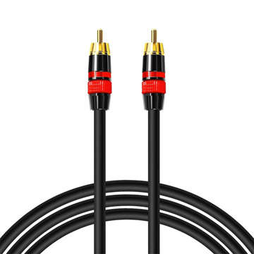 3 m RCA-zu-RCA-Kabel (Cinch) Premium-Subwoofer MOZOS schwarz- und rotvergoldete Stecker