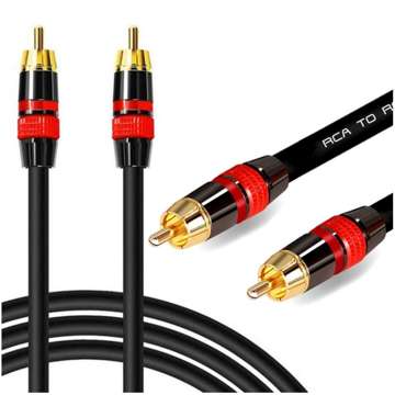 3 m RCA-zu-RCA-Kabel (Cinch) Premium-Subwoofer MOZOS schwarz- und rotvergoldete Stecker