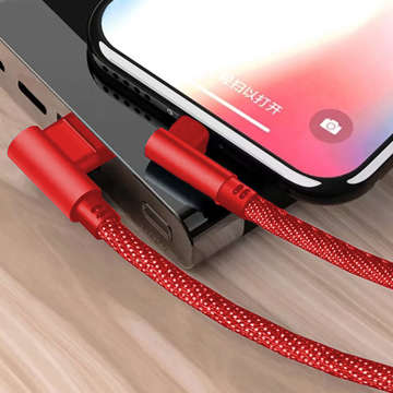 90 ° Winkelkabel USB zu USB-C Typ C Schnellladung QC-Übertragung 2m Rot