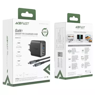 Acefast 2in1 Ladegerät GaN 65W USB Typ C / USB, Adapter Adapter HDMI 4K @ 60Hz (Set mit Kabel) schwarz (A17 schwarz)