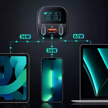 Acefast Autoladegerät 101W 2x USB Typ C / USB, PPS, Power Delivery, Quick Charge 4.0, AFC, FCP schwarz (B5)