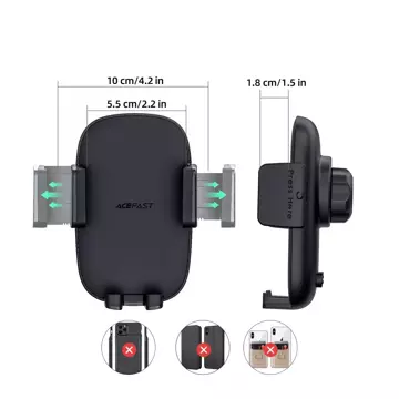 Acefast Autotelefonhalter für Cockpit und Lüftungsgitter schwarz (D5 schwarz)