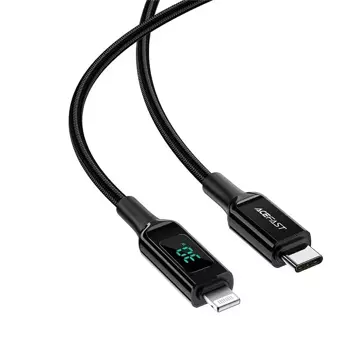 Acefast Kabel MFI USB Typ C - Lightning 1,2m, 30W, 3A schwarz (C6-01 Schwarz)