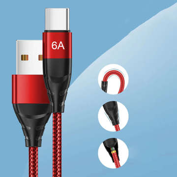 Alogiekabel USB-A auf USB-C Typ C 6A Kabel 1m Rot