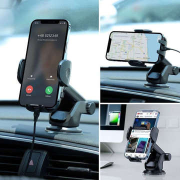 Alogy 2-in-1-Autohalterung für 6,5-Zoll-Telefon, gravitativ für Windschutzscheibe, Armaturenbrett, Kühlergrill, Easy One Touch Organizer