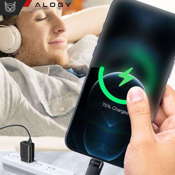 Alogy 2in1 USB-C auf Lightning PowerDelivery Kabel für Apple iPhone PD 60W 100cm Schwarz