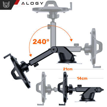 Alogy 3-in-1-Autotelefonhalter für Fenster, Fenster, für Armaturenbrett, Kühlergrill, Cockpit, Schwarz