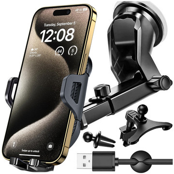 Alogy 3-in-1-Autotelefonhalter für die Windschutzscheibe, das Armaturenbrett, den Cockpit-Organizer