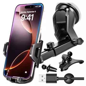 Alogy 3-in-1-Autotelefonhalter für die Windschutzscheibe, das Armaturenbrett, den Cockpit-Organizer