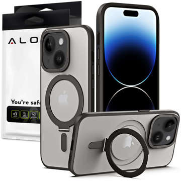 Alogy Armored Stand Ring Case Schutzhülle für MagSafe für Apple iPhone 14 Plus Schwarz